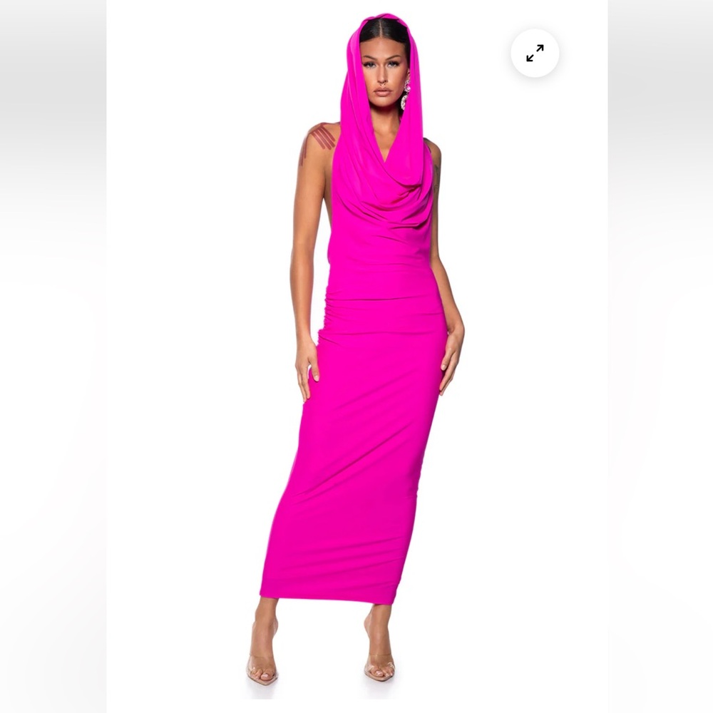 AKIRA Hooded Pink Maxi Dress